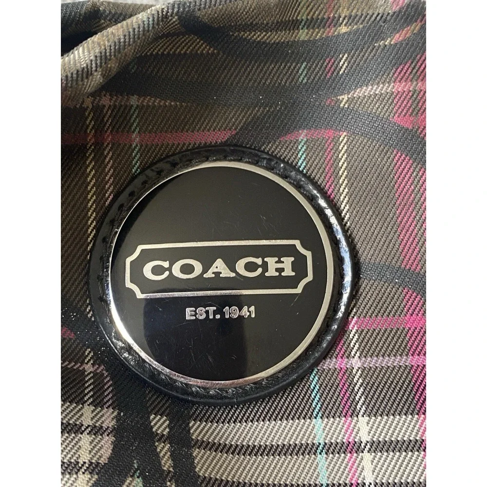 Coach Poppy Tartan Gray Pink Plaid Crossbody‎ Bag Glitter Purse F17710